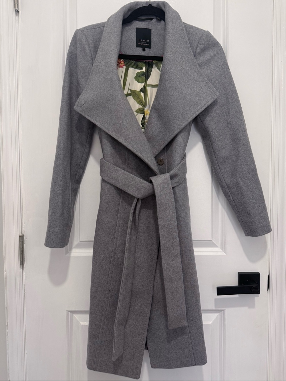 Ted Baker Wool-Blend Long Coat - Floral Lining New
